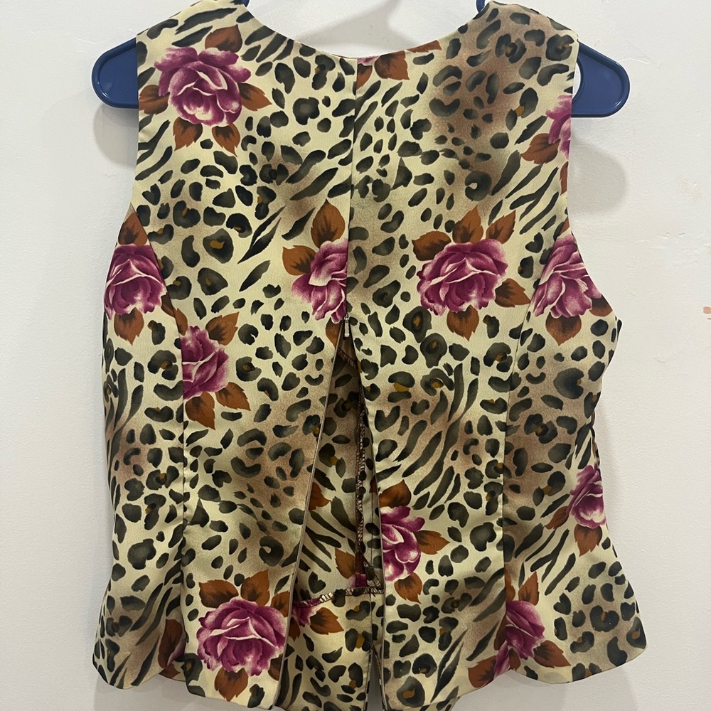 Floral Leopard Print Blouse - image 1
